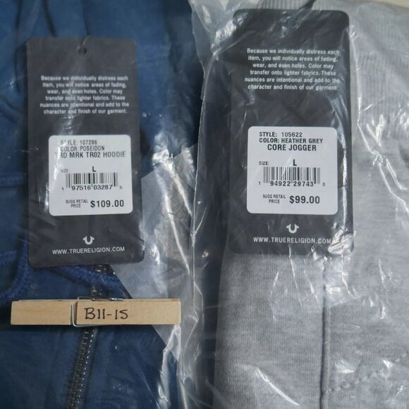True Religion Men's Sz L Fleece Sweatsuit Hoodie Joggers Tracksuit Gift Set NWT - Picture 7 of 7